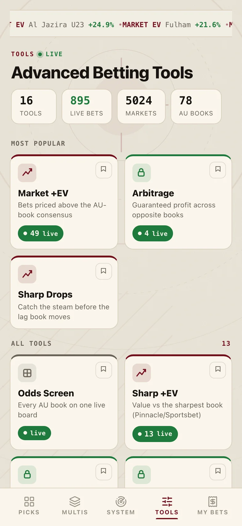 HaterPicks — The workbench: Devig, hedge, Kelly, arbitrage.